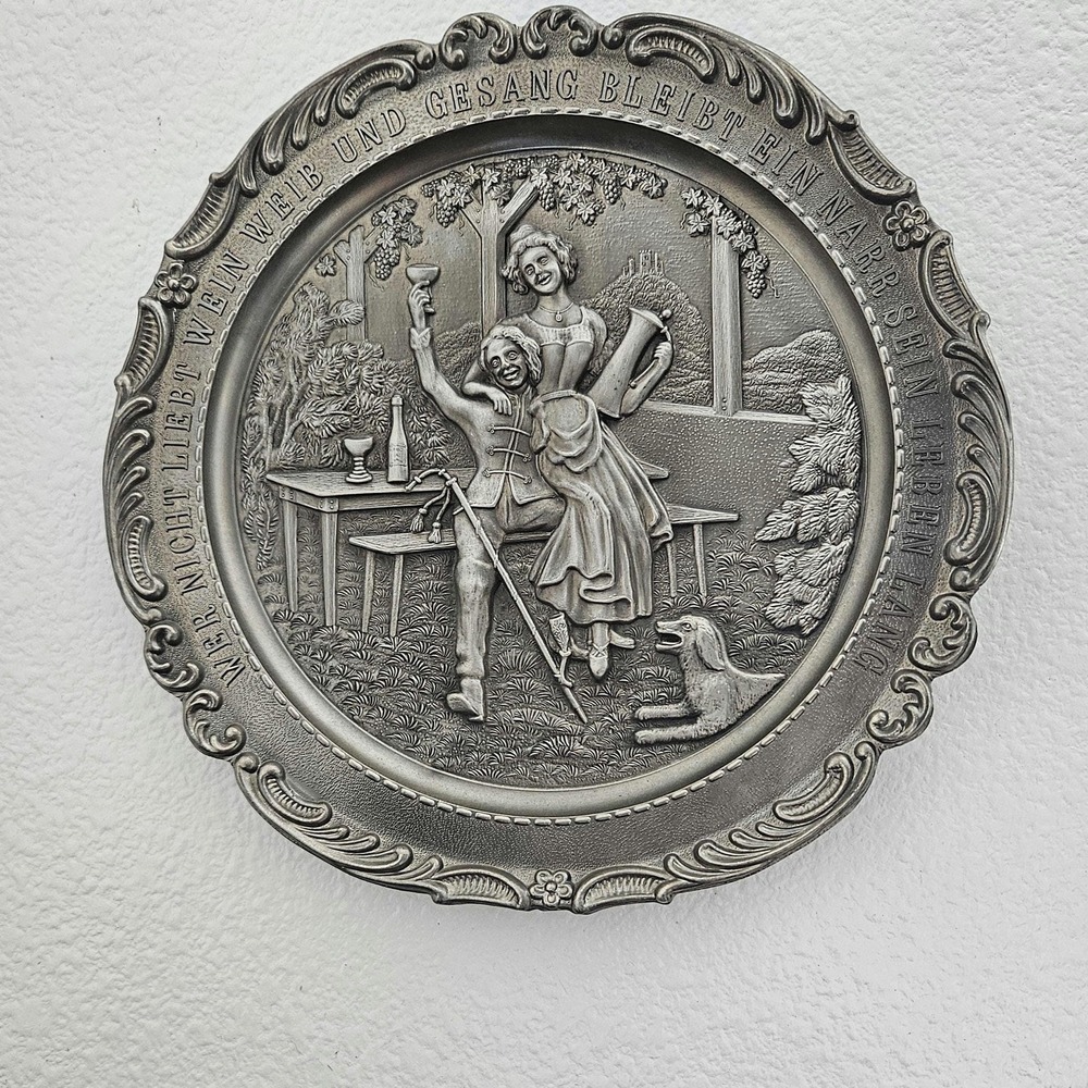 Vintage German Martin Luther Embossed Pewter Wall Gallery ‎ Plate